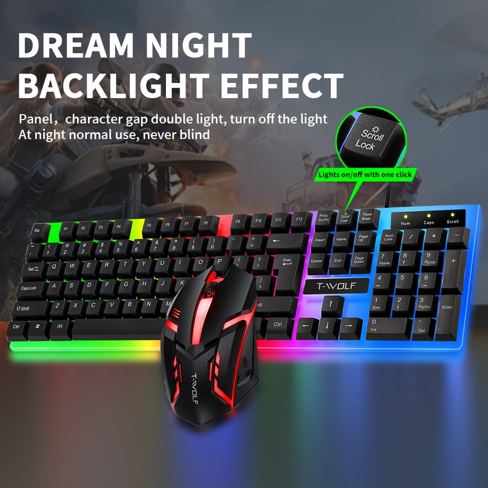 Ergonomic Wired Keyboard and Mouse Set - Mechanical Touch, Clear Tone, USB-Powered, Compatible with PC/Notebook/Windows/Mac, Durable Design for Enhanced Comfort and Precision, Ergonomic Keyboard | Modern Aesthetic | Durable C
