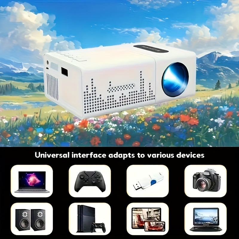 Mini Portable Projector, Movie Projector, Smart Projector, Ideal for Smartphones/Tablets/Laptops/TVs/USBs - Includes Remote Control, Suitable for Home Theater