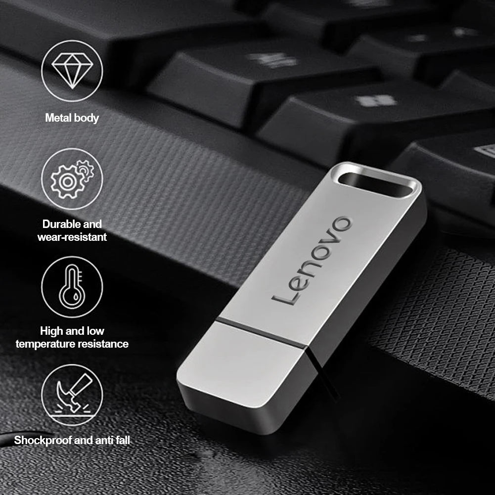 Lenovo 64TB U Disk Fortified 2TB 16TB USB3.0 Flash Drive Biometric 4TB 8TB Metal Pendrive Military Encryption