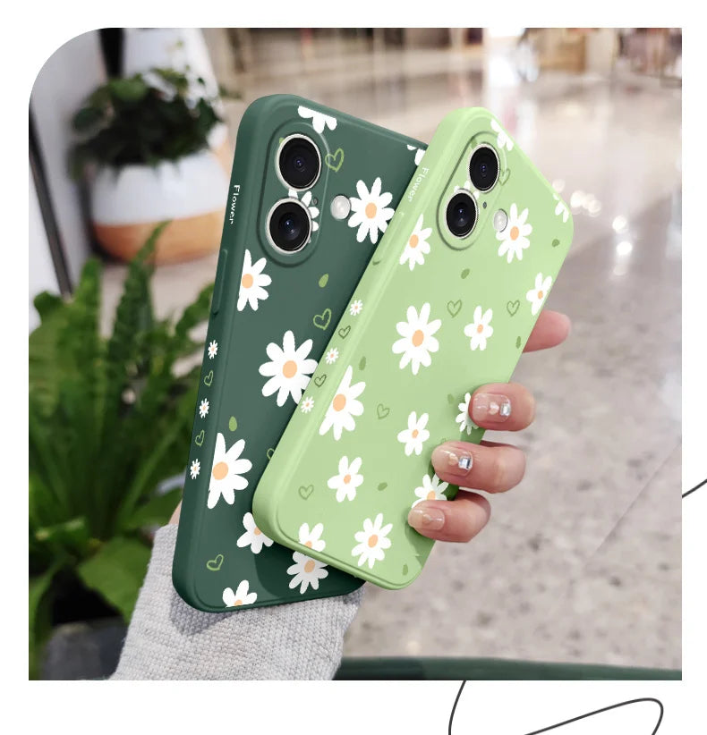 Tender Daisy Phone Case For iPhone 17 17 Air 16 15 14 13 12 11 X XR XS Plus Pro Max Mini Silicone Cover