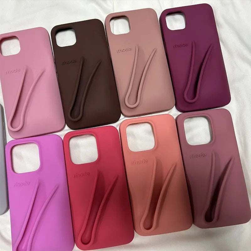 9 Colour Lipstick Holder Silicone Case for iPhone 16E 16 15 14 13 12 11 Pro Max Plus Lip Gloss Portable Stand Cover Funda