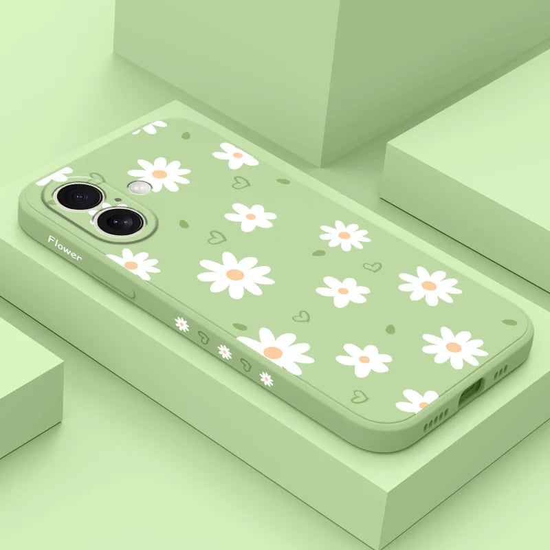 Tender Daisy Phone Case For iPhone 17 17 Air 16 15 14 13 12 11 X XR XS Plus Pro Max Mini Silicone Cover