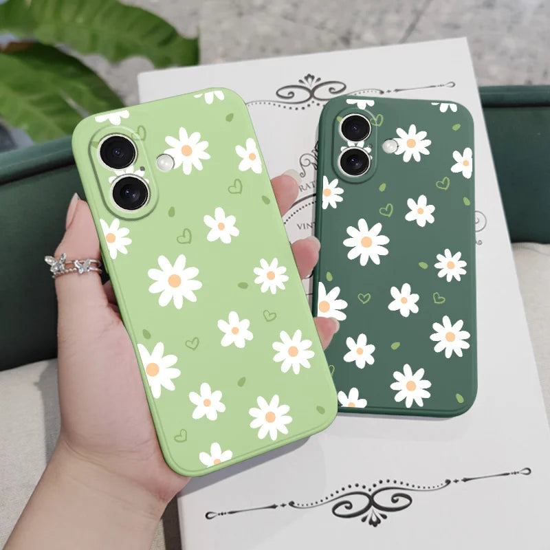 Tender Daisy Phone Case For iPhone 17 17 Air 16 15 14 13 12 11 X XR XS Plus Pro Max Mini Silicone Cover