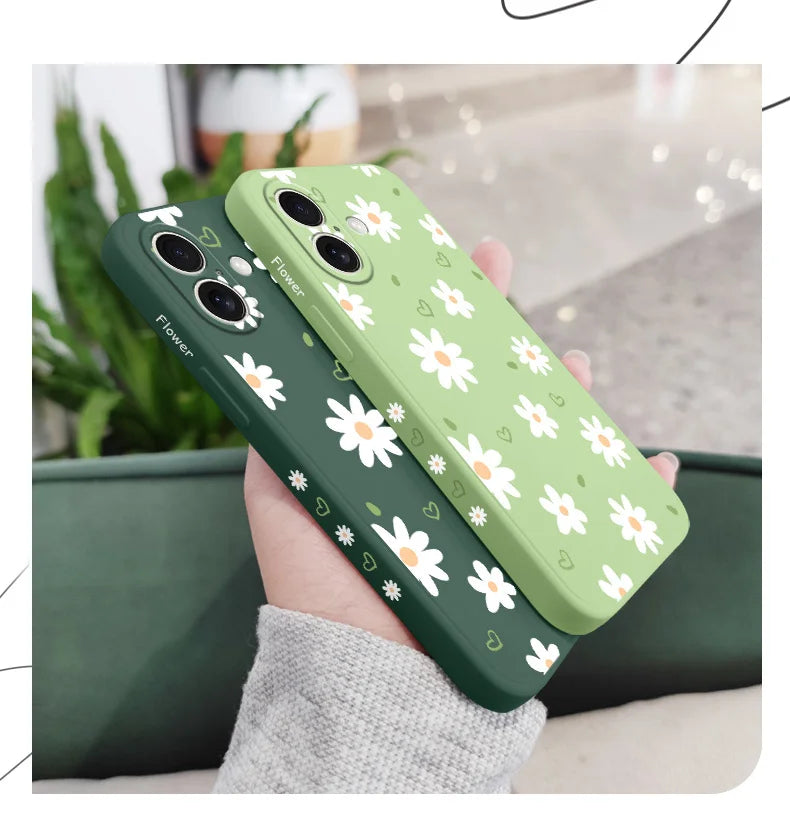 Tender Daisy Phone Case For iPhone 17 17 Air 16 15 14 13 12 11 X XR XS Plus Pro Max Mini Silicone Cover