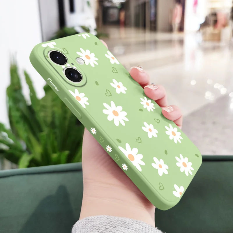 Tender Daisy Phone Case For iPhone 17 17 Air 16 15 14 13 12 11 X XR XS Plus Pro Max Mini Silicone Cover