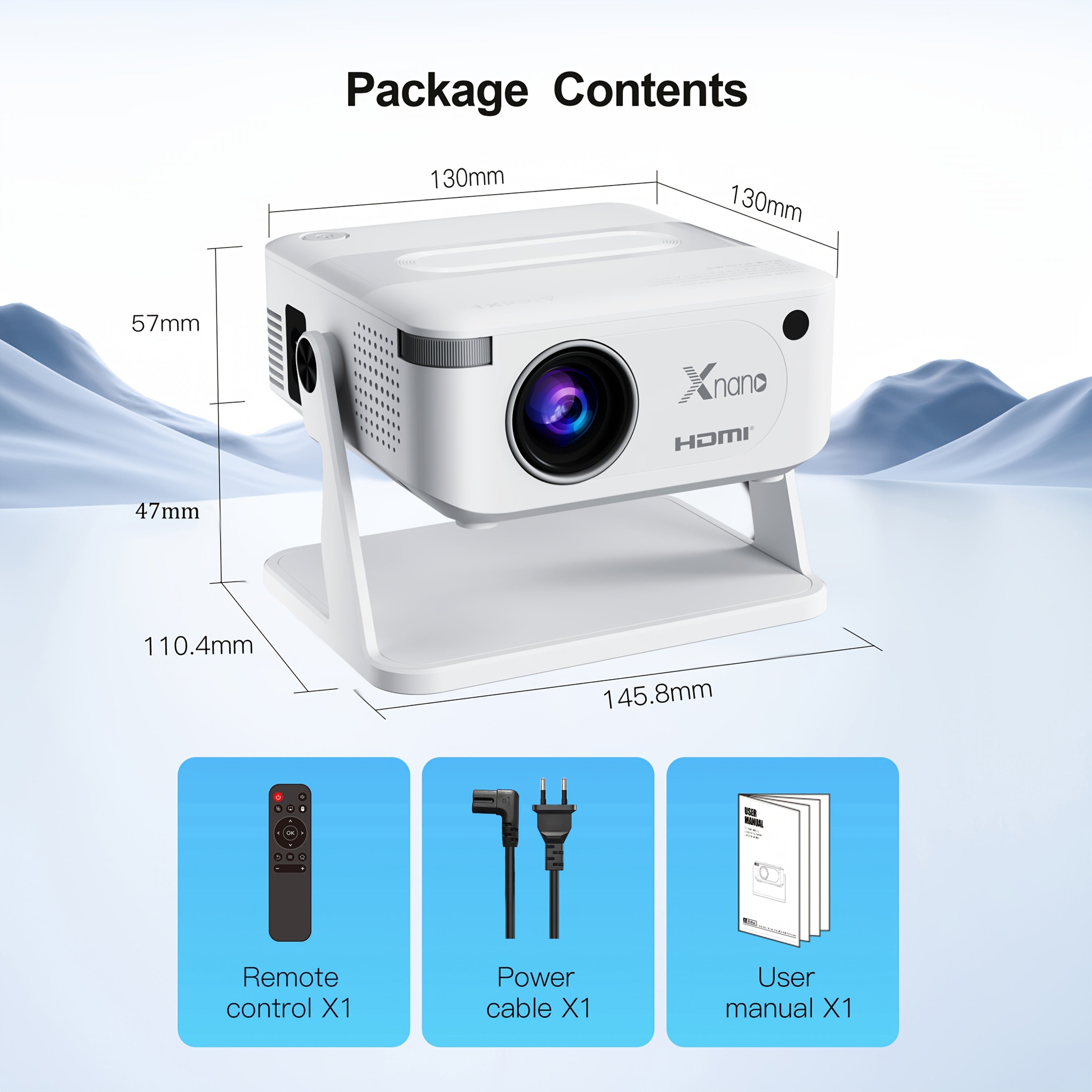 Mini smart projector, Android 11 Projector with Native 720P,Support 4K Decoding, 130ANSI Brightness, Dual WiFi 6 & Wireless 5, 0, Portable Cinema Projector for Home Theater, Gaming, and Presentations, Gaming Projector,Office