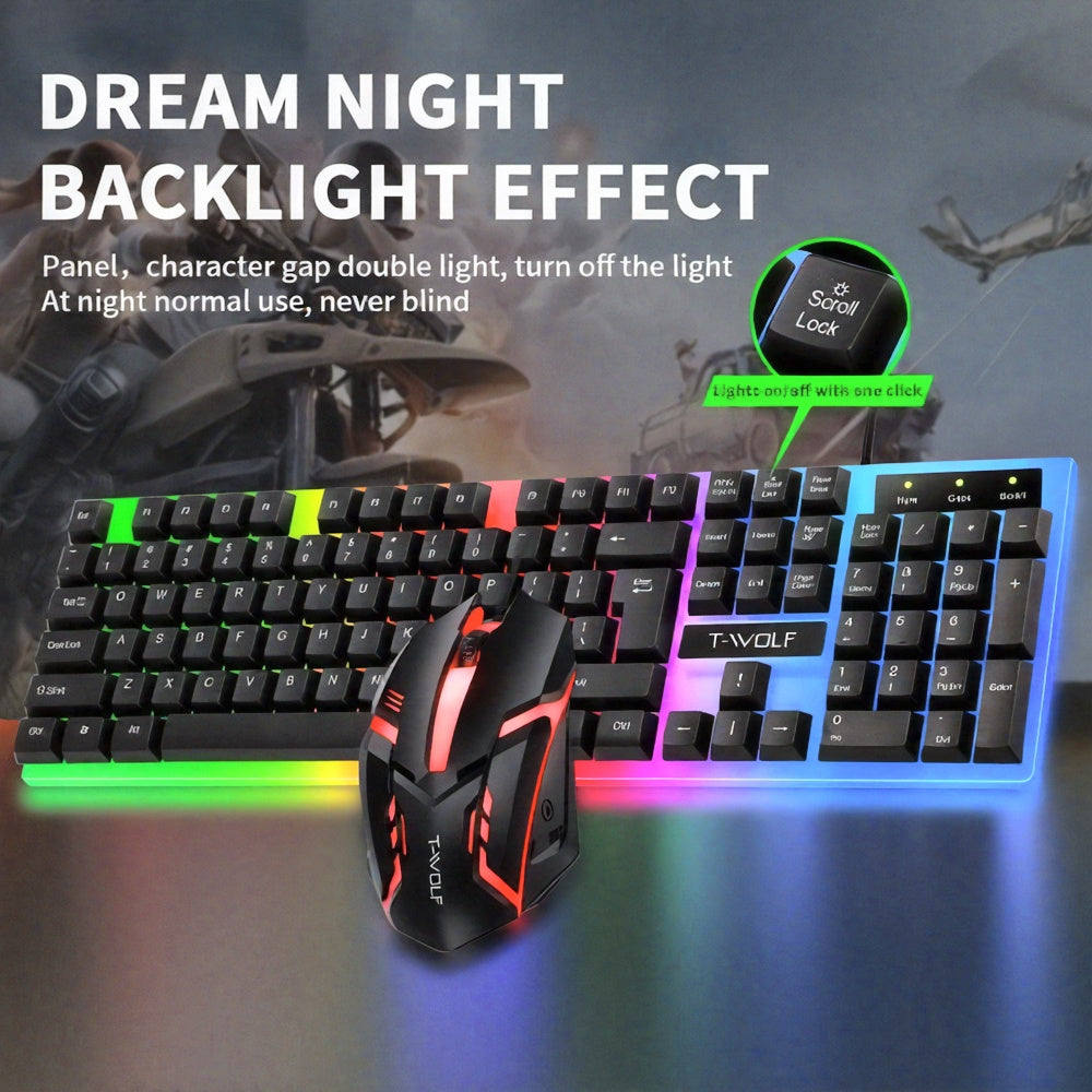 Ergonomic Wired Keyboard and Mouse Set - Mechanical Touch, Clear Tone, USB-Powered, Compatible with PC/Notebook/Windows/Mac, Durable Design for Enhanced Comfort and Precision, Ergonomic Keyboard | Modern Aesthetic | Durable C