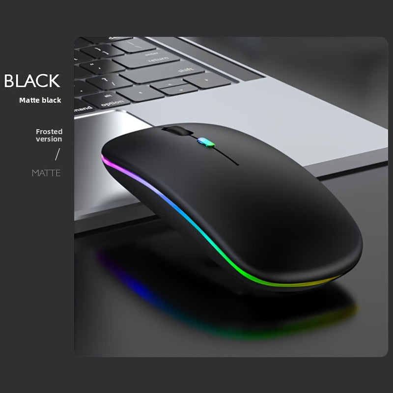 Wireless Wireless Dual-Mode Illuminated + Type-C Charging 2.4G Mouse, Rechargeable Silent Laptop & Desktop All-in-One Smart TV Tablet Compatible for MacBook, Adaptable To Multiple Scenarios Including Work And Gaming