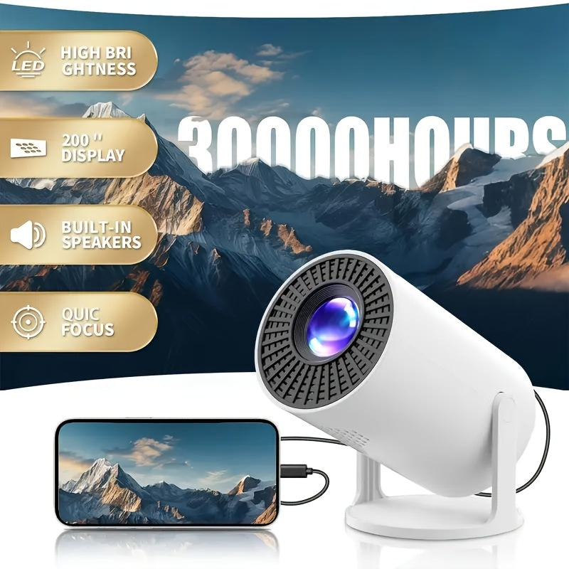 Portable Projector New Choice Q200, Smart Projector 200lm Brightness +480P Native Resolution, Supports 1080P HD/Play 180° Rotation Angle + Trapezoidal Correction