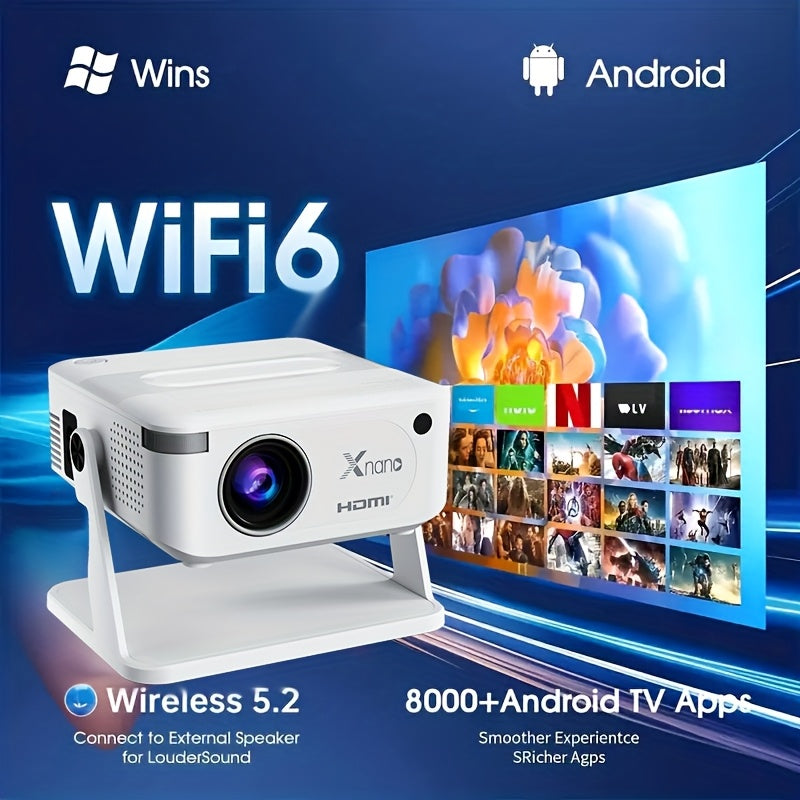 Mini smart projector, Android 11 Projector with Native 720P,Support 4K Decoding, 130ANSI Brightness, Dual WiFi 6 & Wireless 5, 0, Portable Cinema Projector for Home Theater, Gaming, and Presentations, Gaming Projector,Office