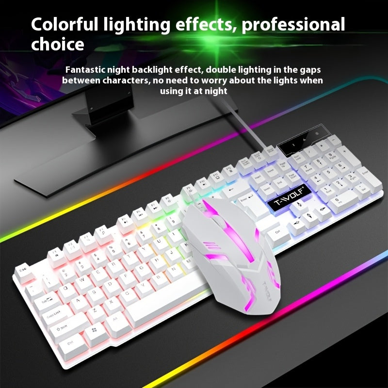 Ergonomic Wired Keyboard and Mouse Set - Mechanical Touch, Clear Tone, USB-Powered, Compatible with PC/Notebook/Windows/Mac, Durable Design for Enhanced Comfort and Precision, Ergonomic Keyboard | Modern Aesthetic | Durable C