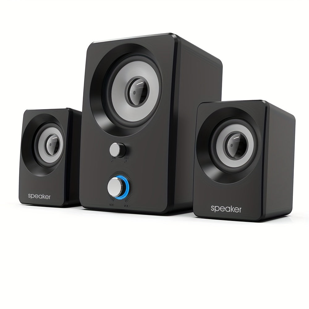 Versatile 2.1 Stereo Speakers with USB Power - Wireless & Wired Connectivity, Ideal for Laptops & PCs - Perfect for Music, Movies, Gaming | Black