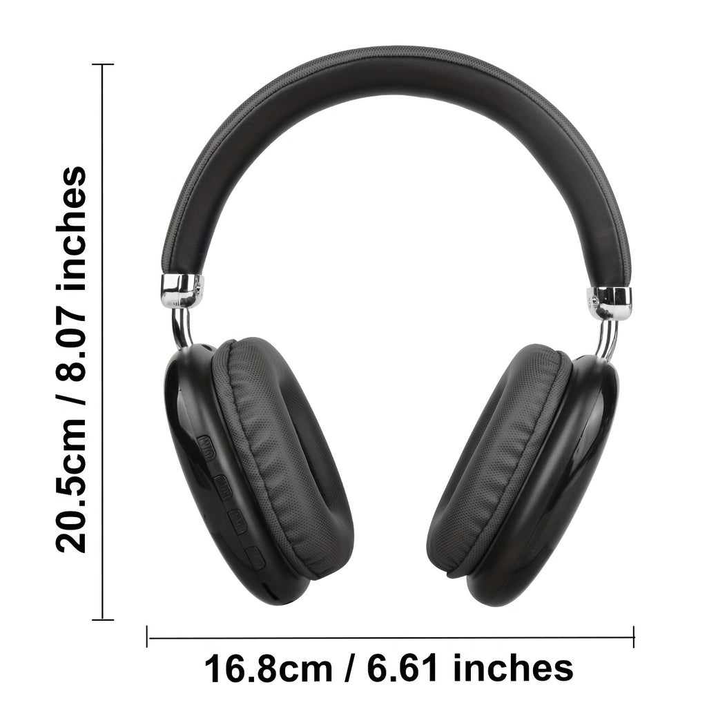 Stylish Black and Silvery Over-Ear Wireless Headphones, Metallic Finish, Comfortable Ear Cushions, Foldable & Portable, Wireless 5.3, Long Battery Life Stereo Sound, Deep Bass, Dual Mode for Music & Gaming, Perfect for Sports