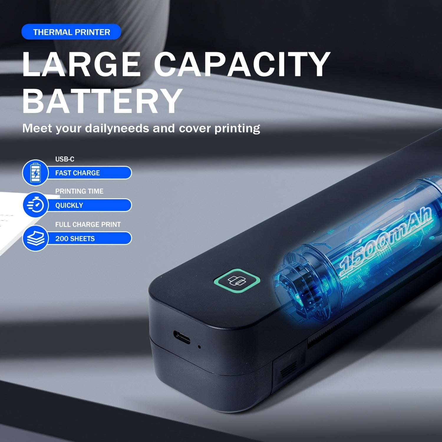 Portable Thermal Printer Inkless Printing Tattoo Paper Printing Suitable for Daily Office Documents Printing School Outing Travel Business Wireless Link Compatible with Mobile Phones Laptops Computers 5 Sheets A4 Portable Pap