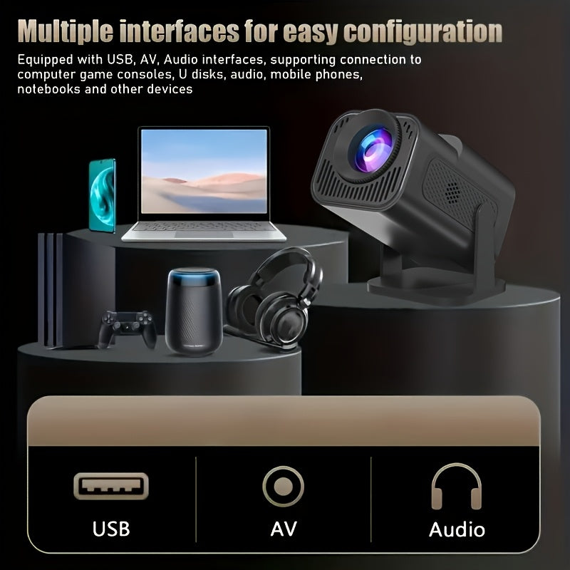 Ultra HD 3D Smart Projector with WiFi, 180° Flexible Viewing, 16:9 Aspect Ratio, 50ANSI Brightness, 1080P Full HD, 110-240V Power, Remote Control, Compact Design for Home Theater, Movies, Teaching & Conferences, Home Theater