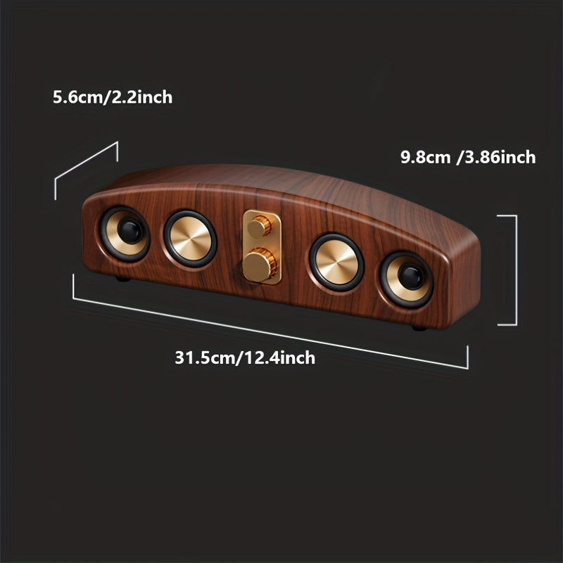 5.0 Channel Wireless Speaker System with Subwoofer - Wireless Smart Soundbar, / Home Theater Stereo, Compatible with TV/PC/Smartphone/Tablet - Ideal for Parties, Gaming, Movies - Elegant Wood Grain Finish - Portable Design wi