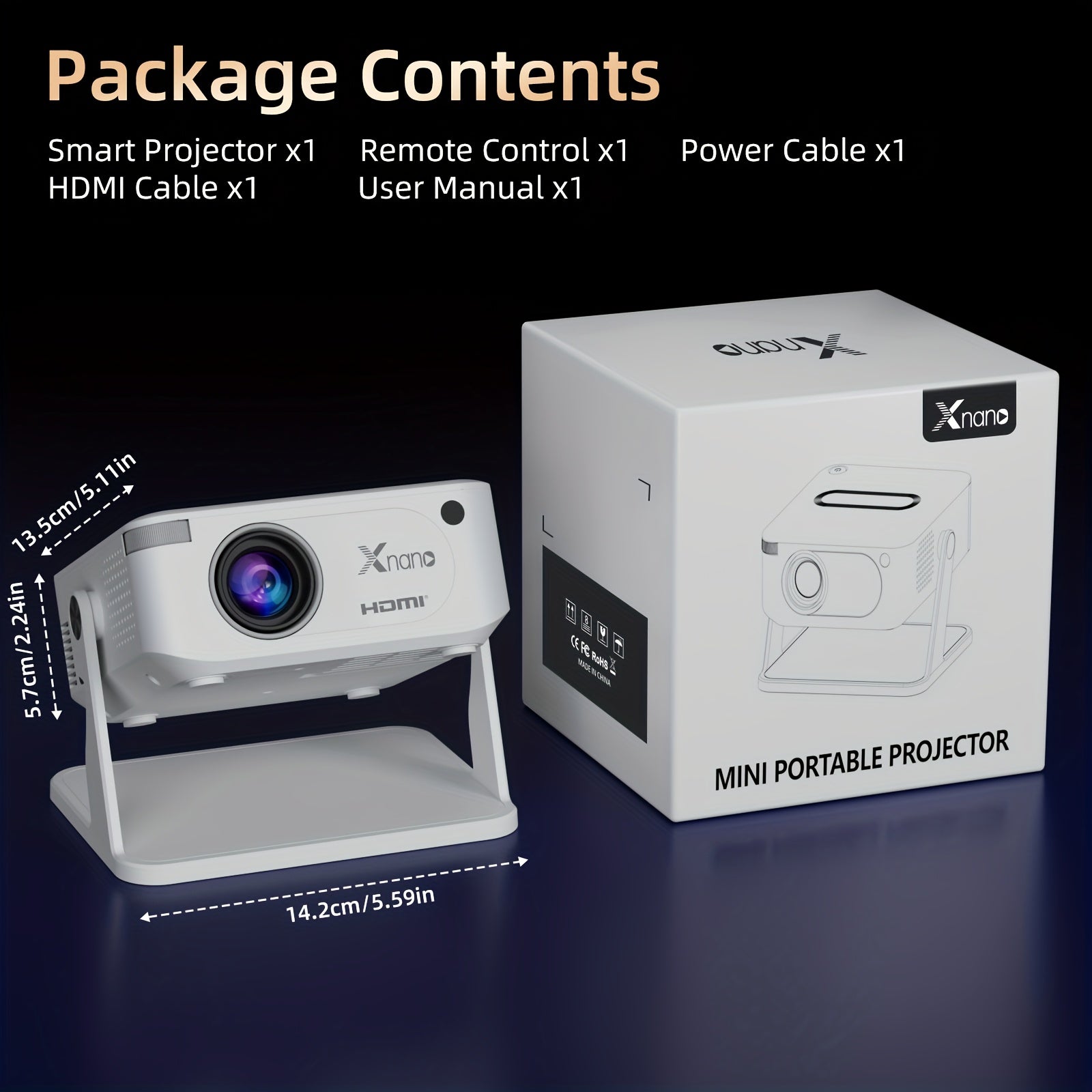 Mini smart projector, Android 11 Projector with Native 720P,Support 4K Decoding, 130ANSI Brightness, Dual WiFi 6 & Wireless 5, 0, Portable Cinema Projector for Home Theater, Gaming, and Presentations, Gaming Projector,Office